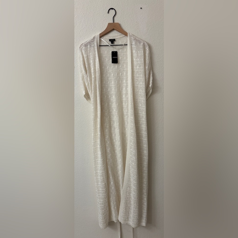 NWT Torrid Womens Crochet Open Front Cardigan Cover Up Beach White Size 3/4